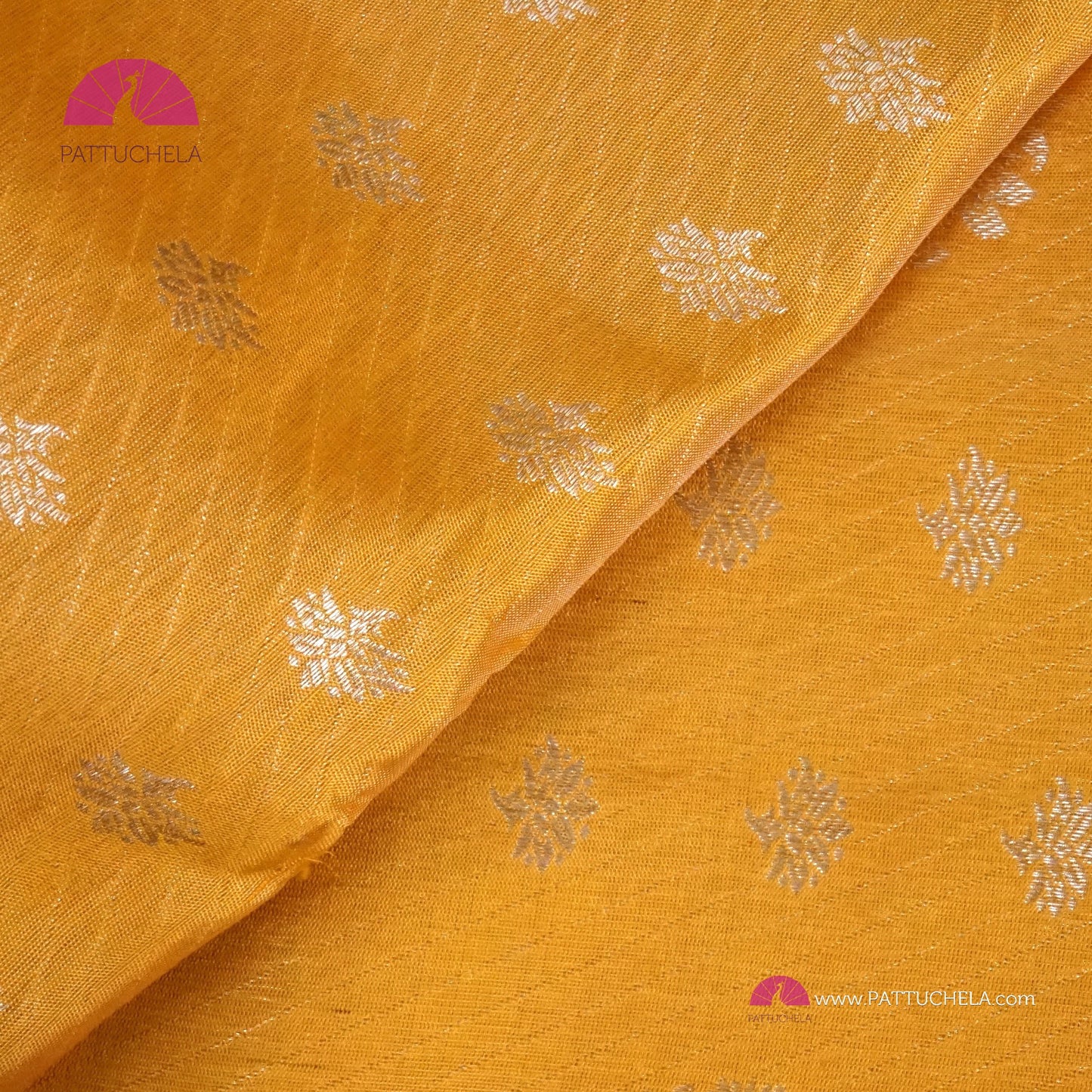Sunflower Yellow Pure Kanchipuram Handloom SILK MARK CERTIFIED Saree with 1 gram pure Silver Zari weaves.
