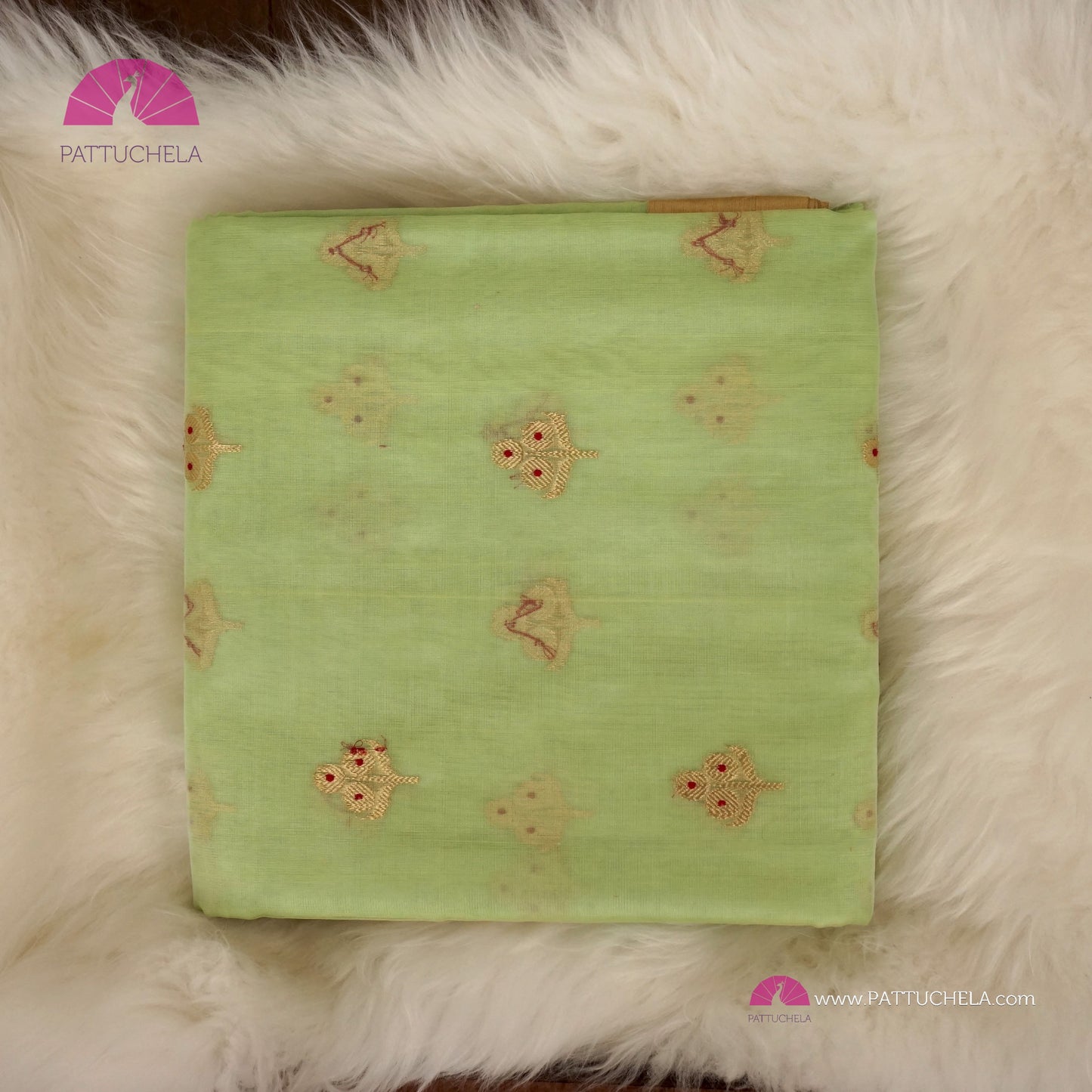 Pastel Pistachio Green Chanderi Katan Meenakari Handloom Silk Saree with Bavanchi Border