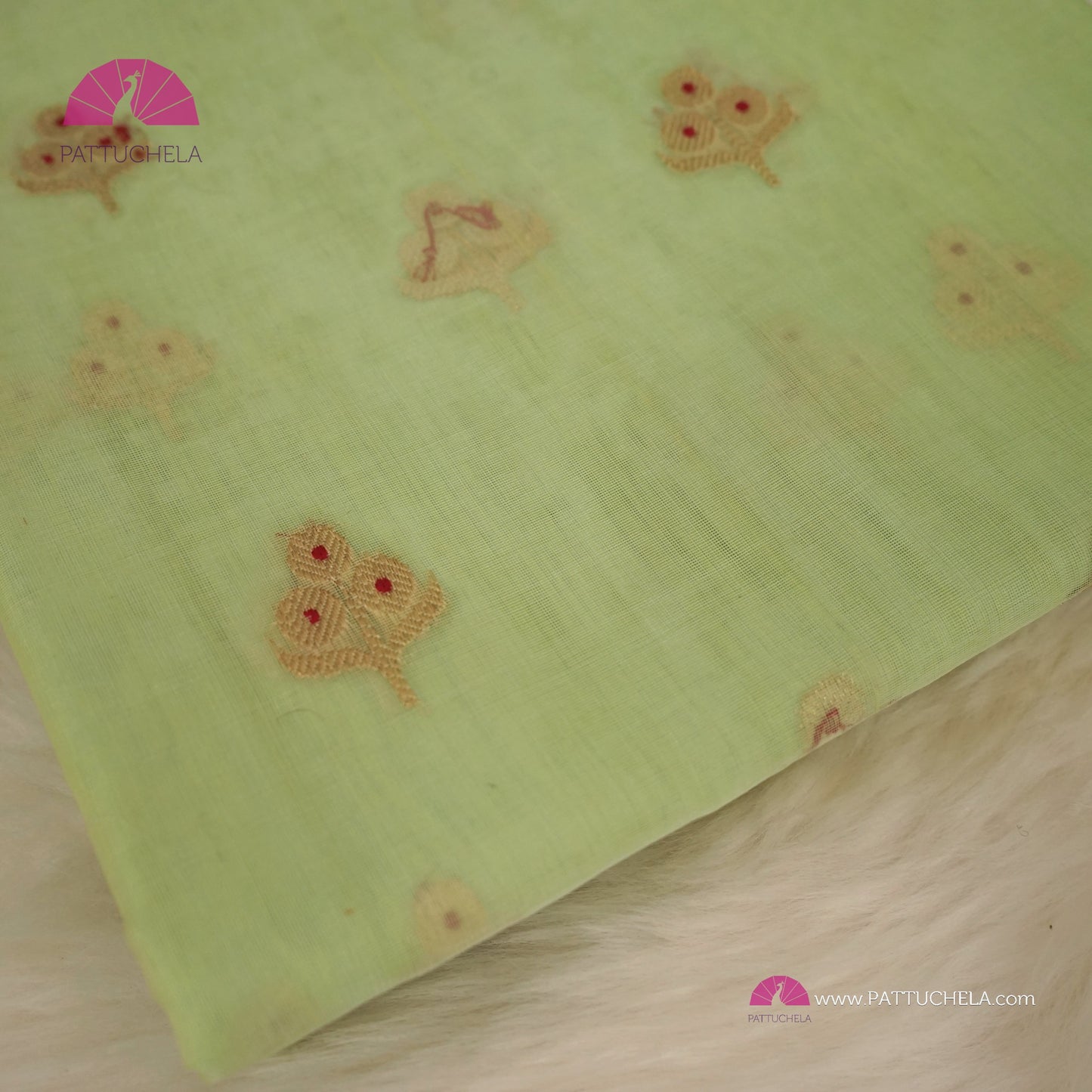 Pastel Pistachio Green Chanderi Katan Meenakari Handloom Silk Saree with Bavanchi Border