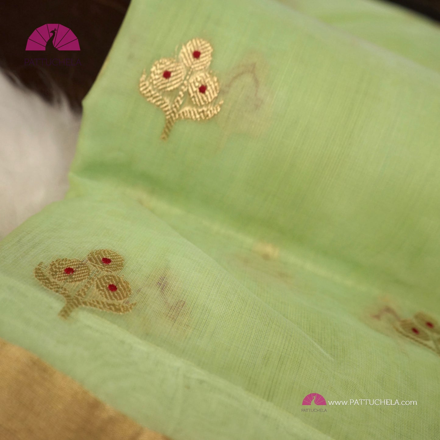 Pastel Pistachio Green Chanderi Katan Meenakari Handloom Silk Saree with Bavanchi Border