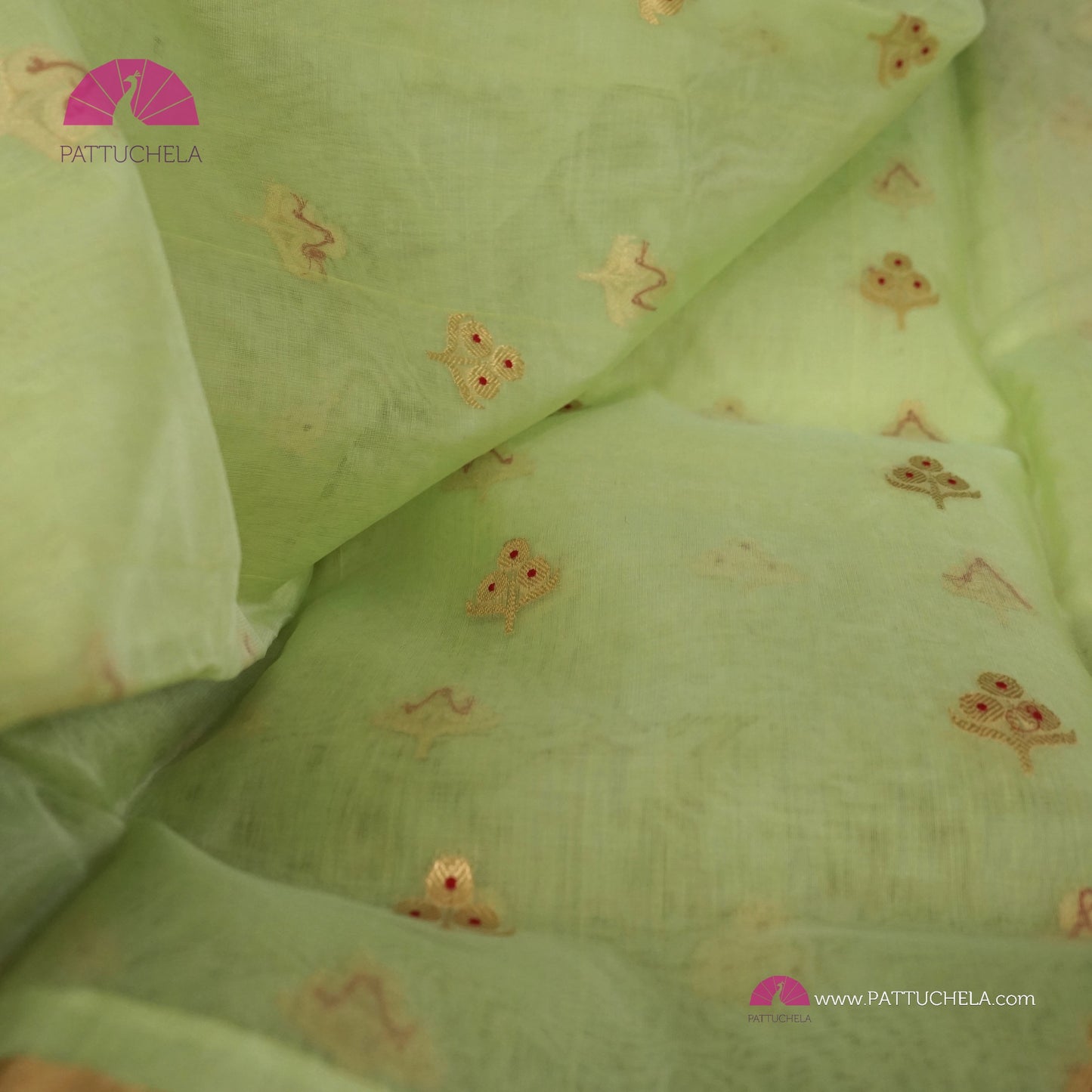 Pastel Pistachio Green Chanderi Katan Meenakari Handloom Silk Saree with Bavanchi Border