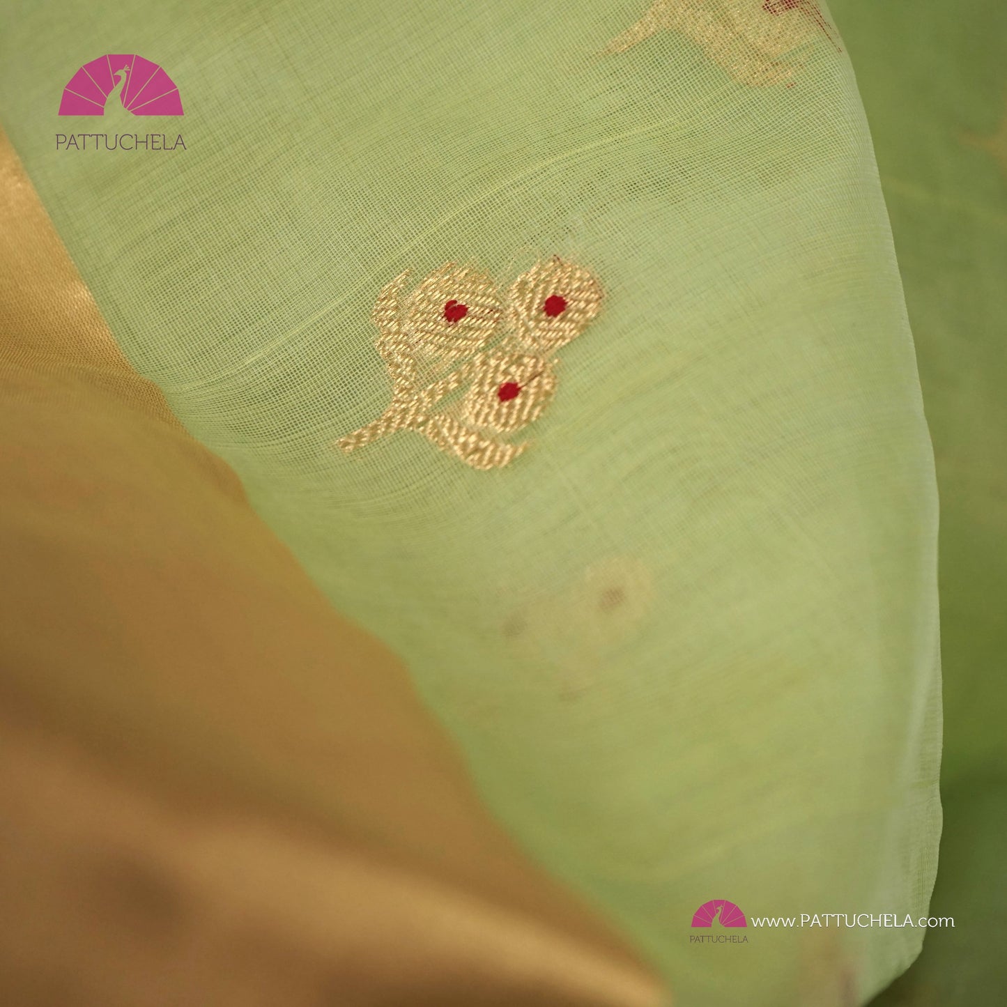 Pastel Pistachio Green Chanderi Katan Meenakari Handloom Silk Saree with Bavanchi Border