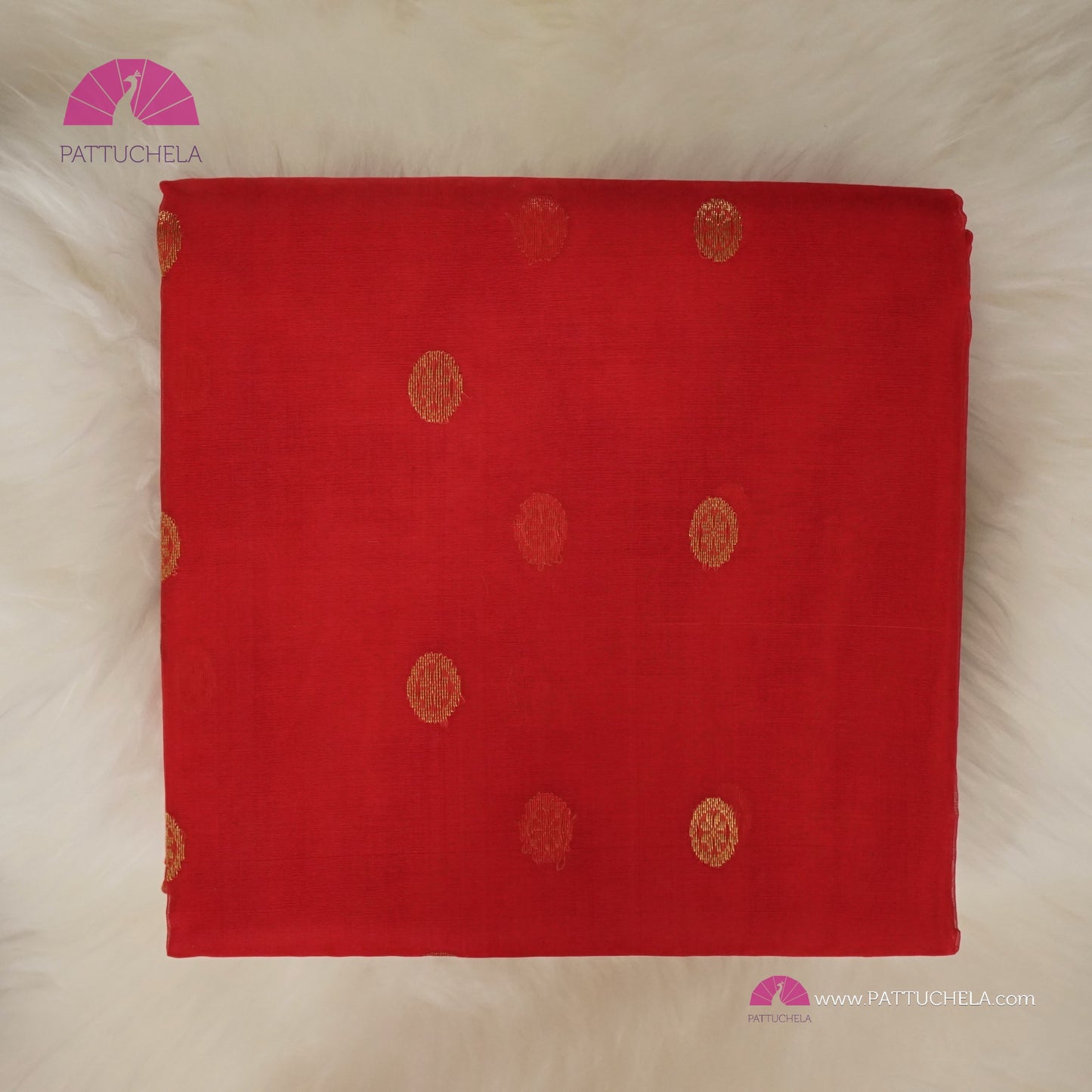 Crimson Red Chanderi Katan Handloom Silk Saree with contrast Black zari woven Nakshi border & Asarfi Motifs