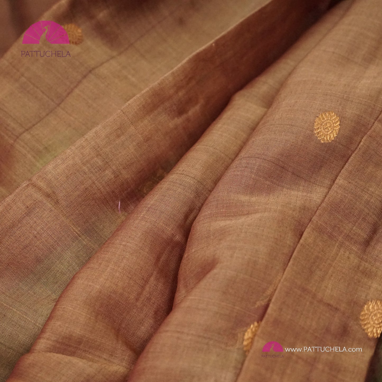 Tan Brown Pure Gadwal Sico Sarees with Zari woven Green Border and Pallu | Wedding Saree | Gadwal Silk