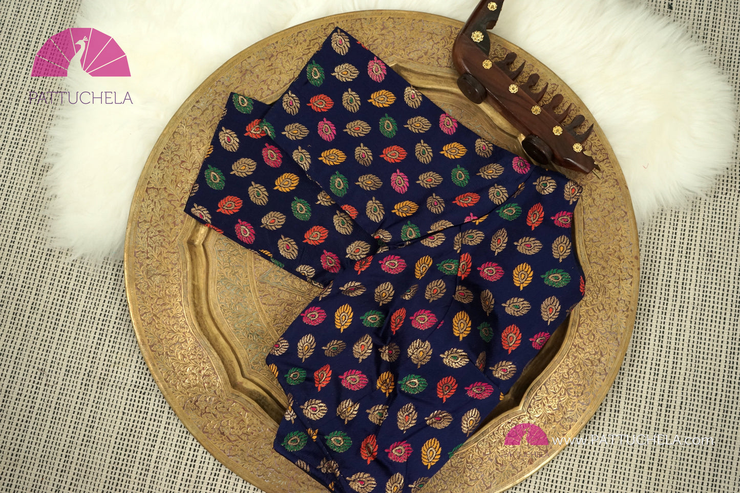 Designer Banarasi Brocade Readymade Blue Blouse with floral Pattern For Women for Party, Festivals, Occasion Wear | Ready made Blouse