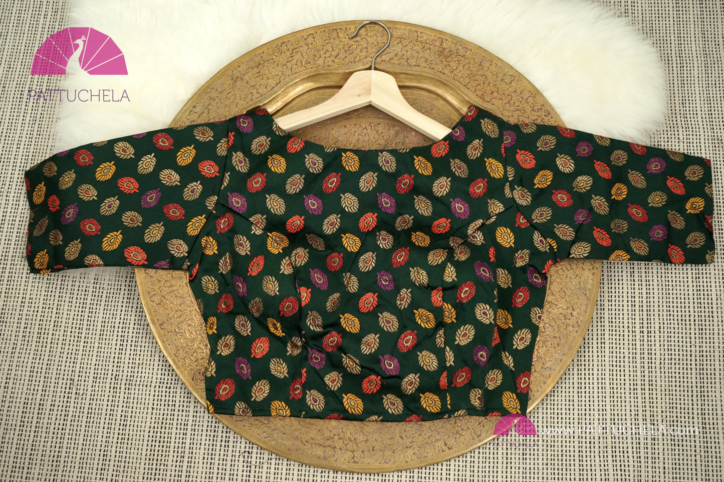 Designer Banarasi Brocade Readymade Green Blouse with floral Pattern For Women for Party, Festivals, Occasion Wear | Ready made Blouse
