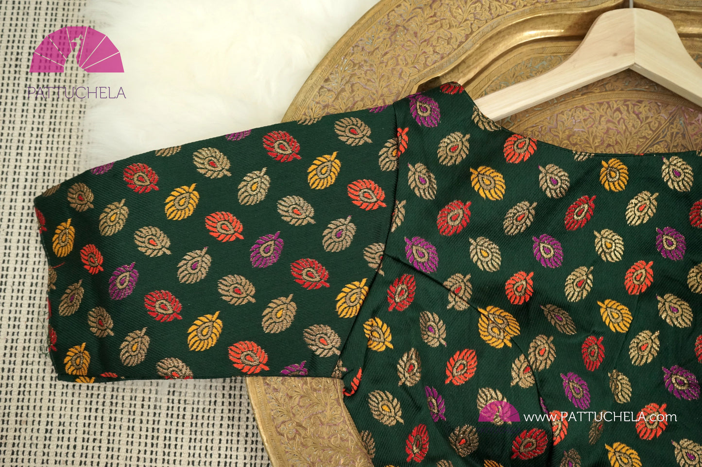 Designer Banarasi Brocade Readymade Green Blouse with floral Pattern For Women for Party, Festivals, Occasion Wear | Ready made Blouse