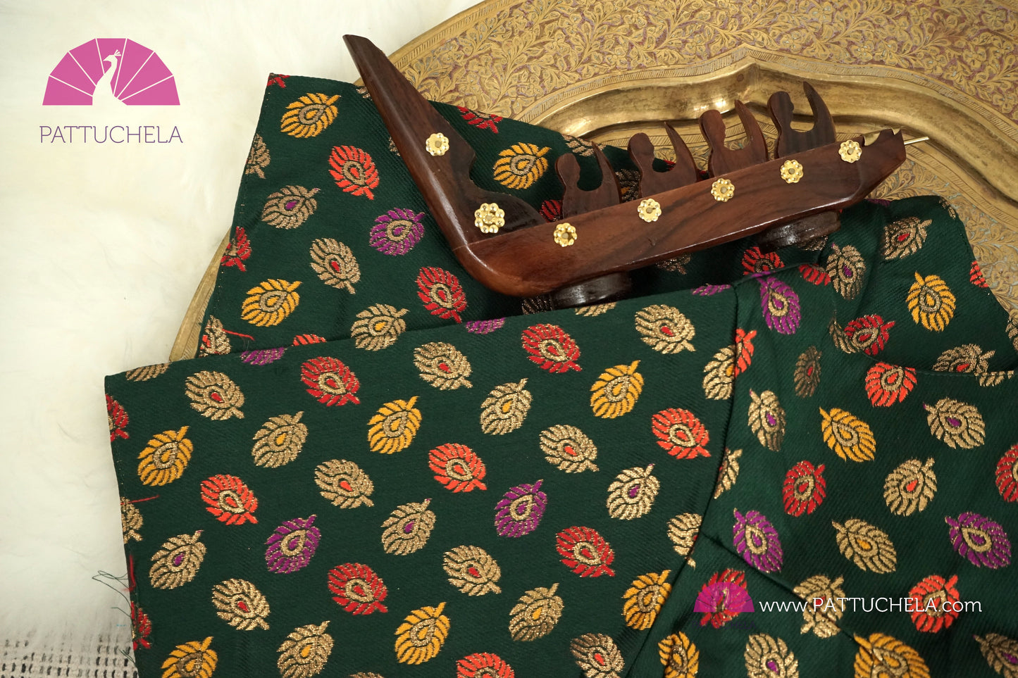 Designer Banarasi Brocade Readymade Green Blouse with floral Pattern For Women for Party, Festivals, Occasion Wear | Ready made Blouse