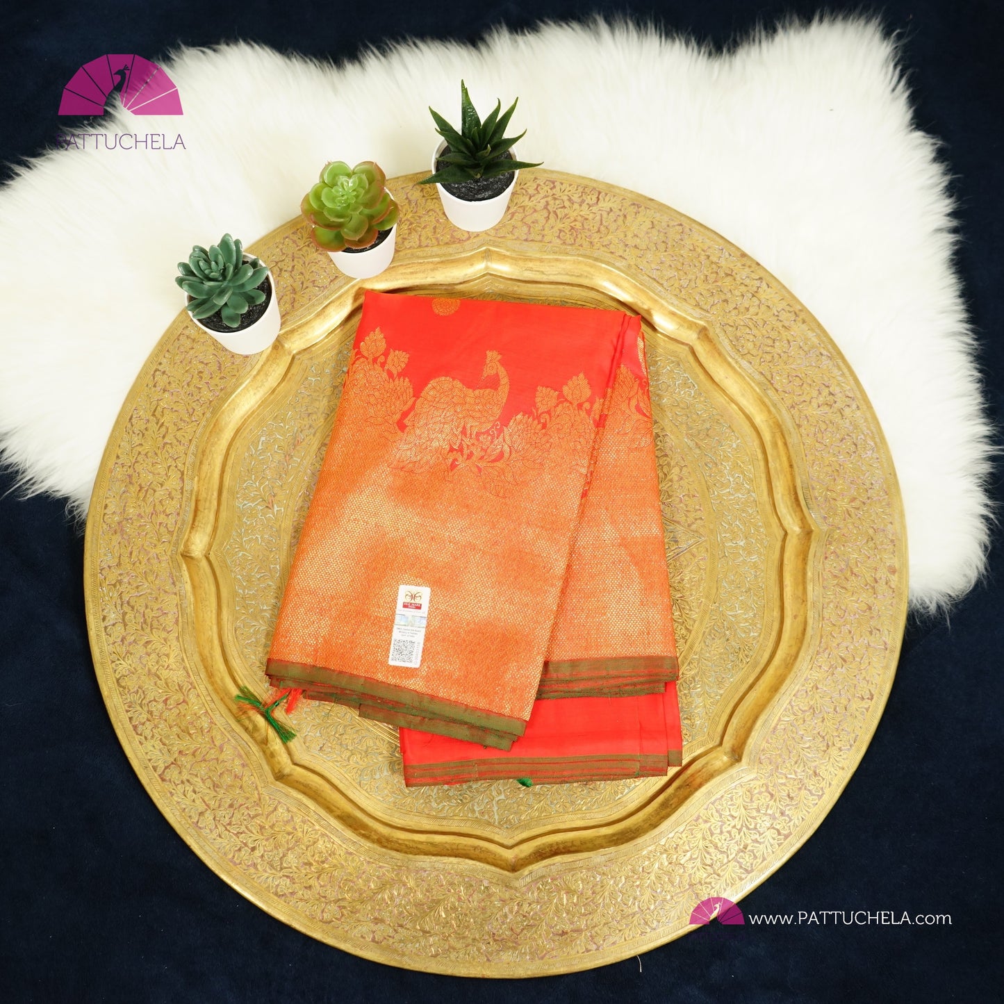 Pure Red Kanchipuram Handloom SILK MARK CERTIFIED Saree with Gold Zari Border