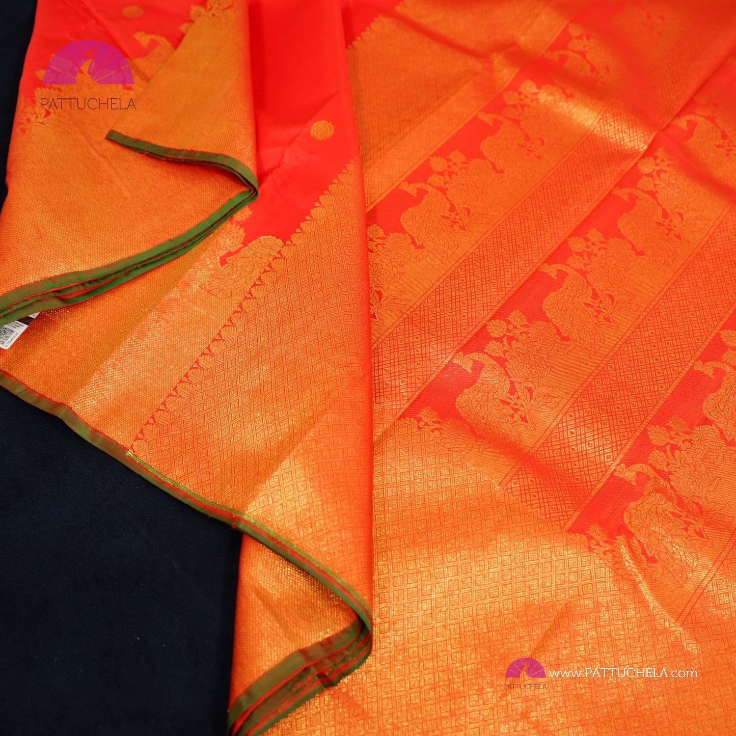 Pure Red Kanchipuram Handloom SILK MARK CERTIFIED Saree with Gold Zari Border