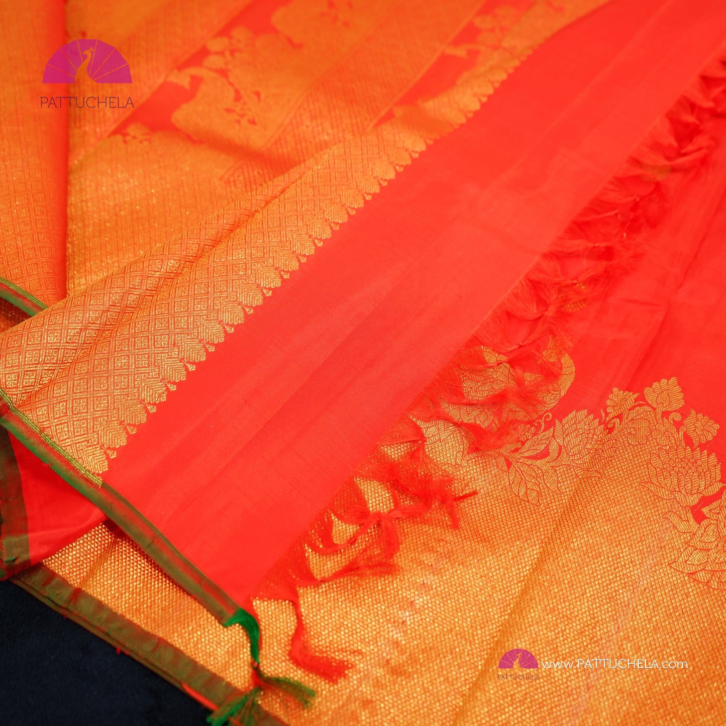 Pure Red Kanchipuram Handloom SILK MARK CERTIFIED Saree with Gold Zari Border