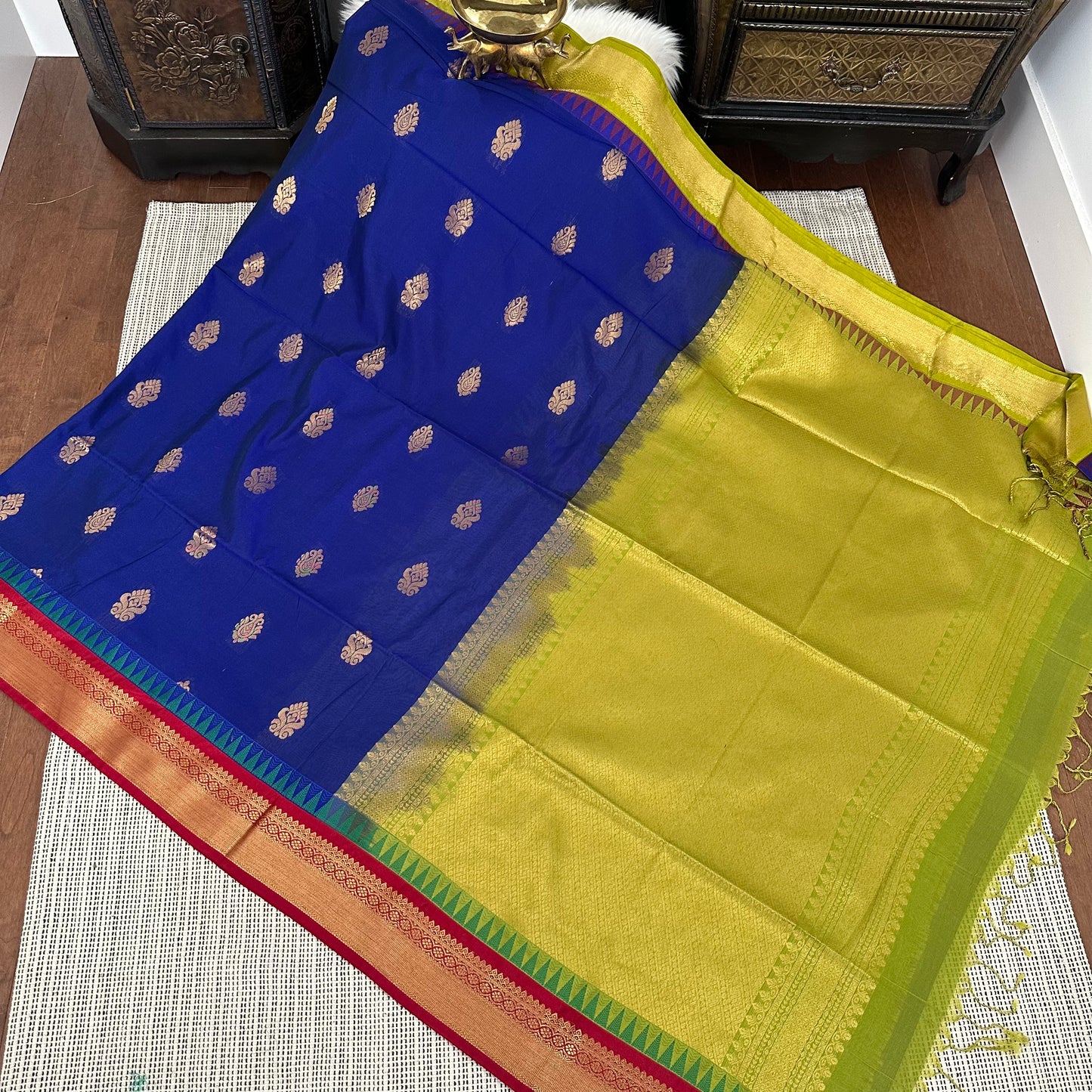 Blue Gadwal Handloom Silk Cotton Sarees with Ganga Jamuna Borders | Sico Sarees | Wedding Saree | Gadwal Silk