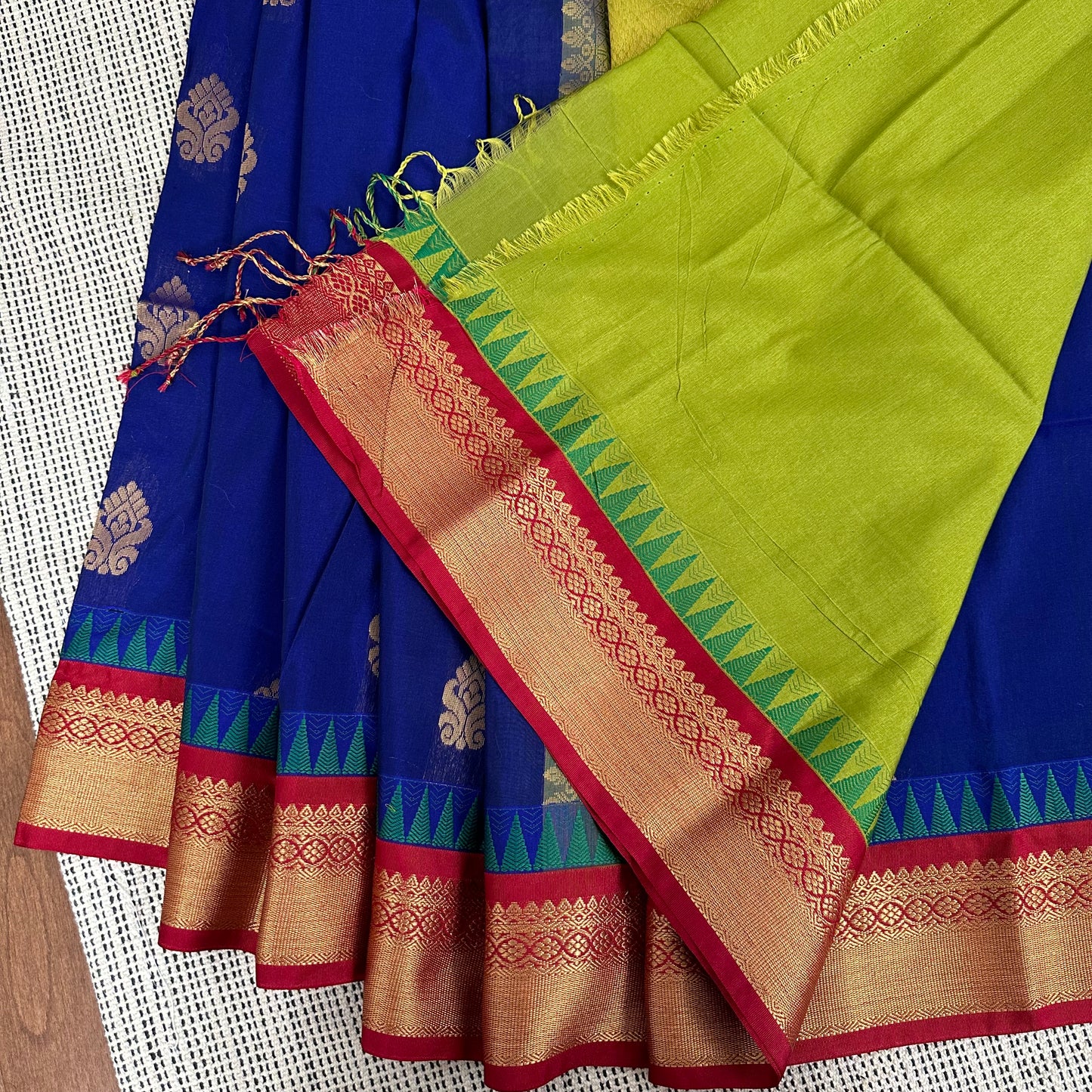 Blue Gadwal Handloom Silk Cotton Sarees with Ganga Jamuna Borders | Sico Sarees | Wedding Saree | Gadwal Silk