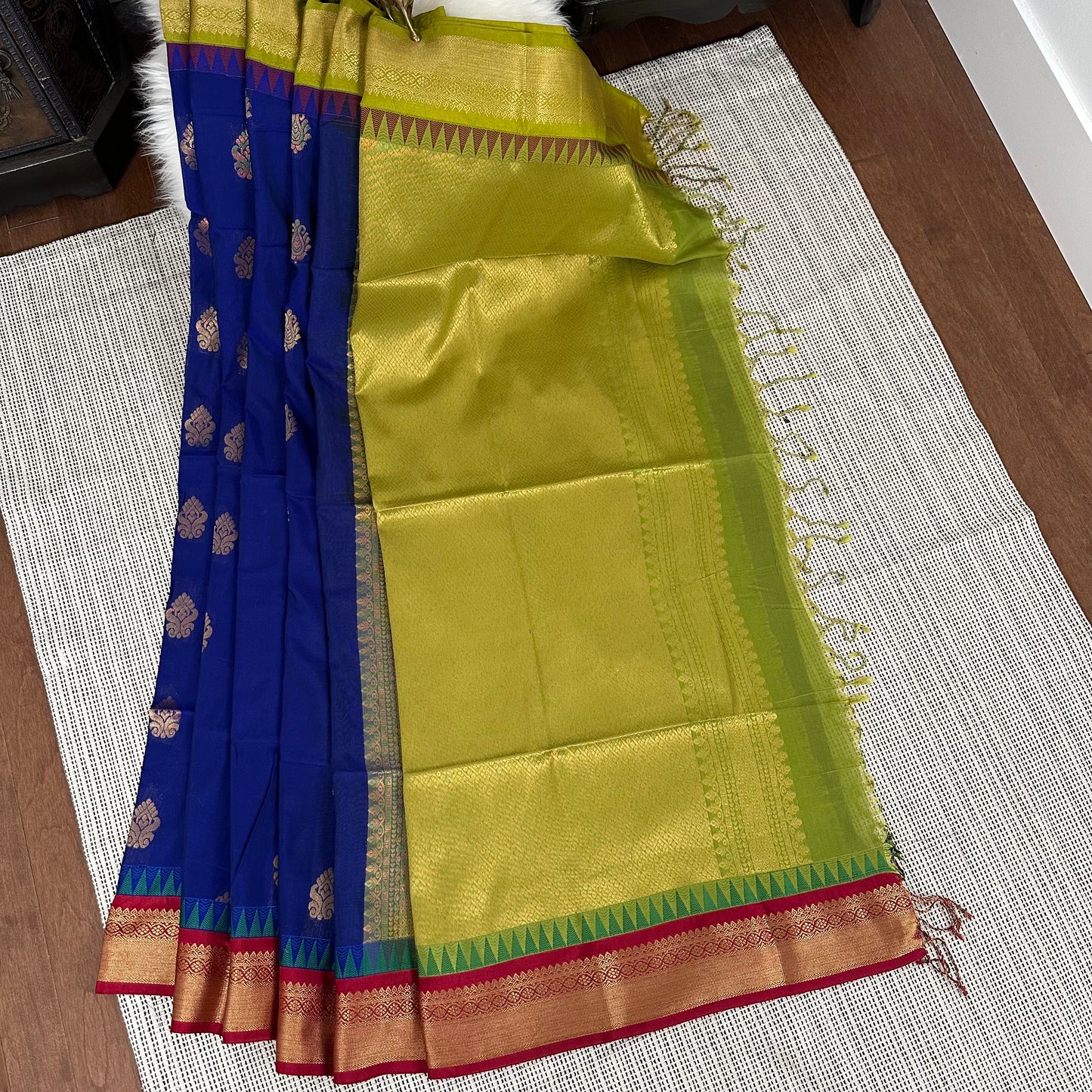 Blue Gadwal Handloom Silk Cotton Sarees with Ganga Jamuna Borders | Sico Sarees | Wedding Saree | Gadwal Silk