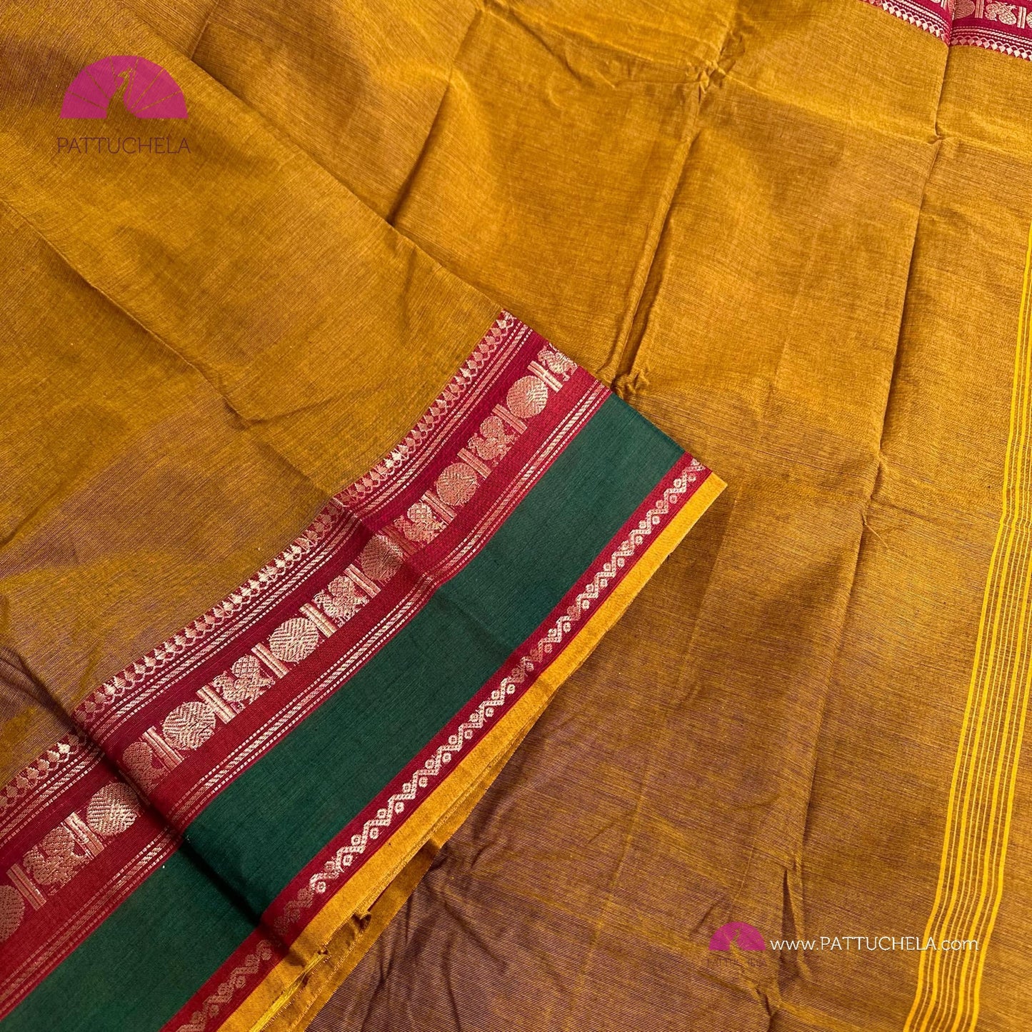 Mustard Kanchipuram Cotton Saree with Stitched blouse | Kanchi Cotton