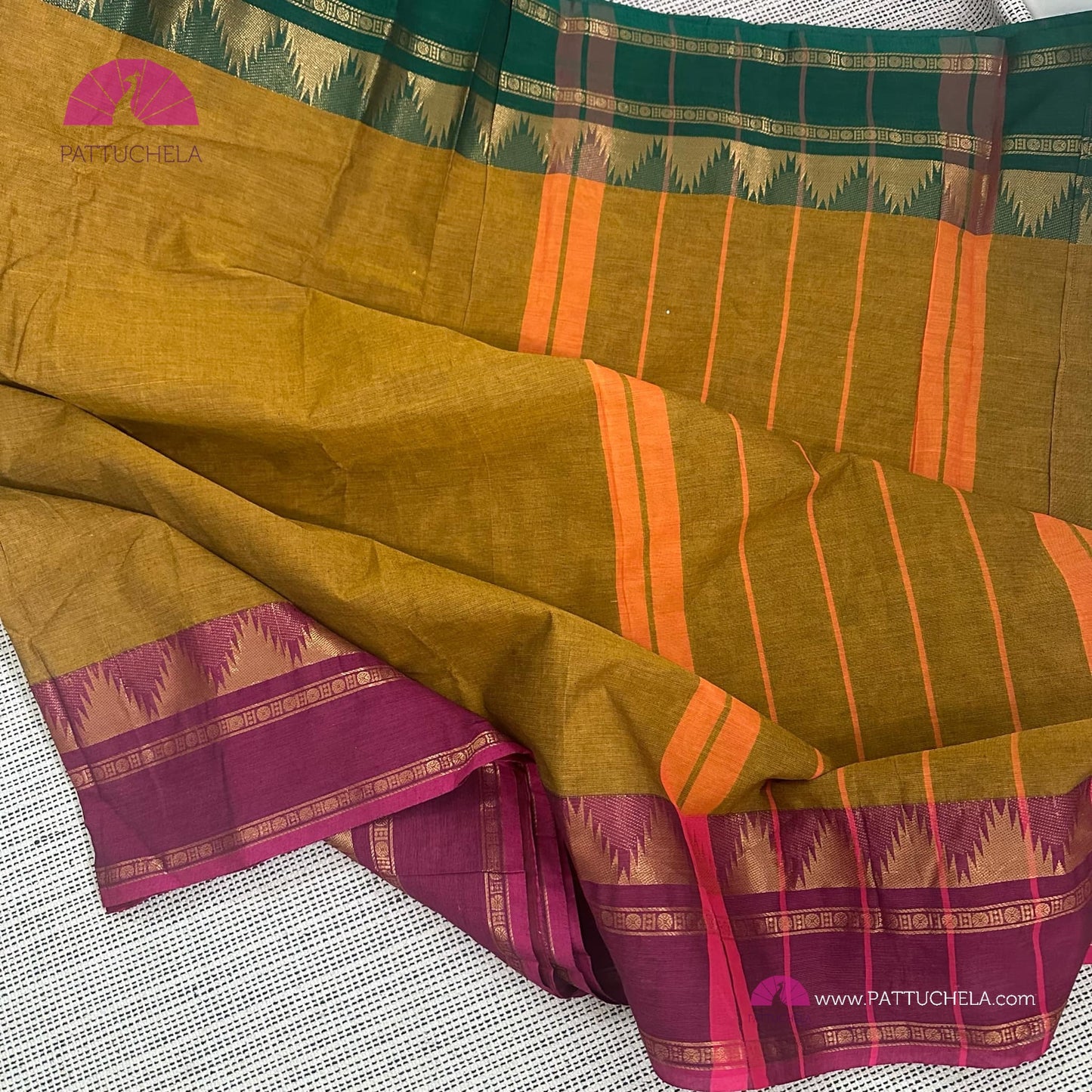 Pure Kanchipuram Cotton Ganga Jamuna border saree with stitched blouse | Kanchi Cotton