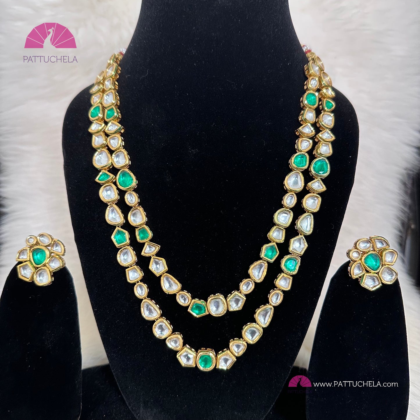 White Uncut Meenakari Kundan Necklace Set with earrings | Fancy Jewelry | Indian Jewelry | PattuChela