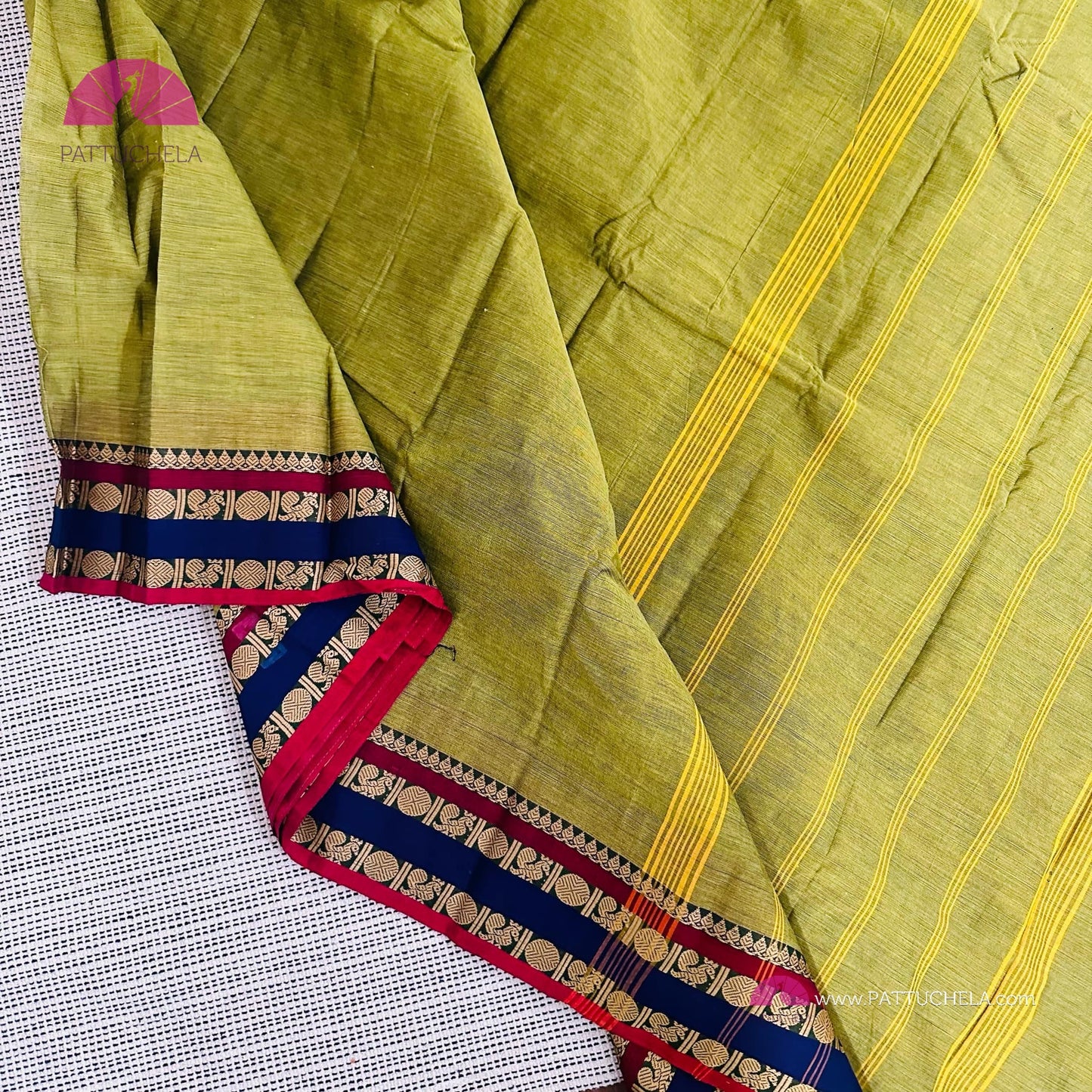 Green Kanchipuram Cotton Saree with Maroon Ajrakh Stitched blouse | Kanchi Cotton (Copy)