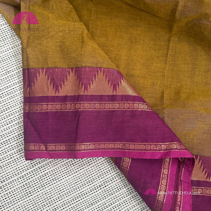 Pure Kanchipuram Cotton Ganga Jamuna border saree with stitched blouse | Kanchi Cotton