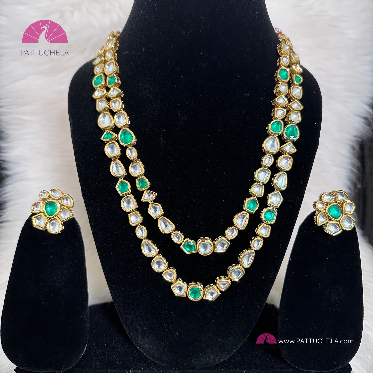 White Uncut Meenakari Kundan Necklace Set with earrings | Fancy Jewelry | Indian Jewelry | PattuChela