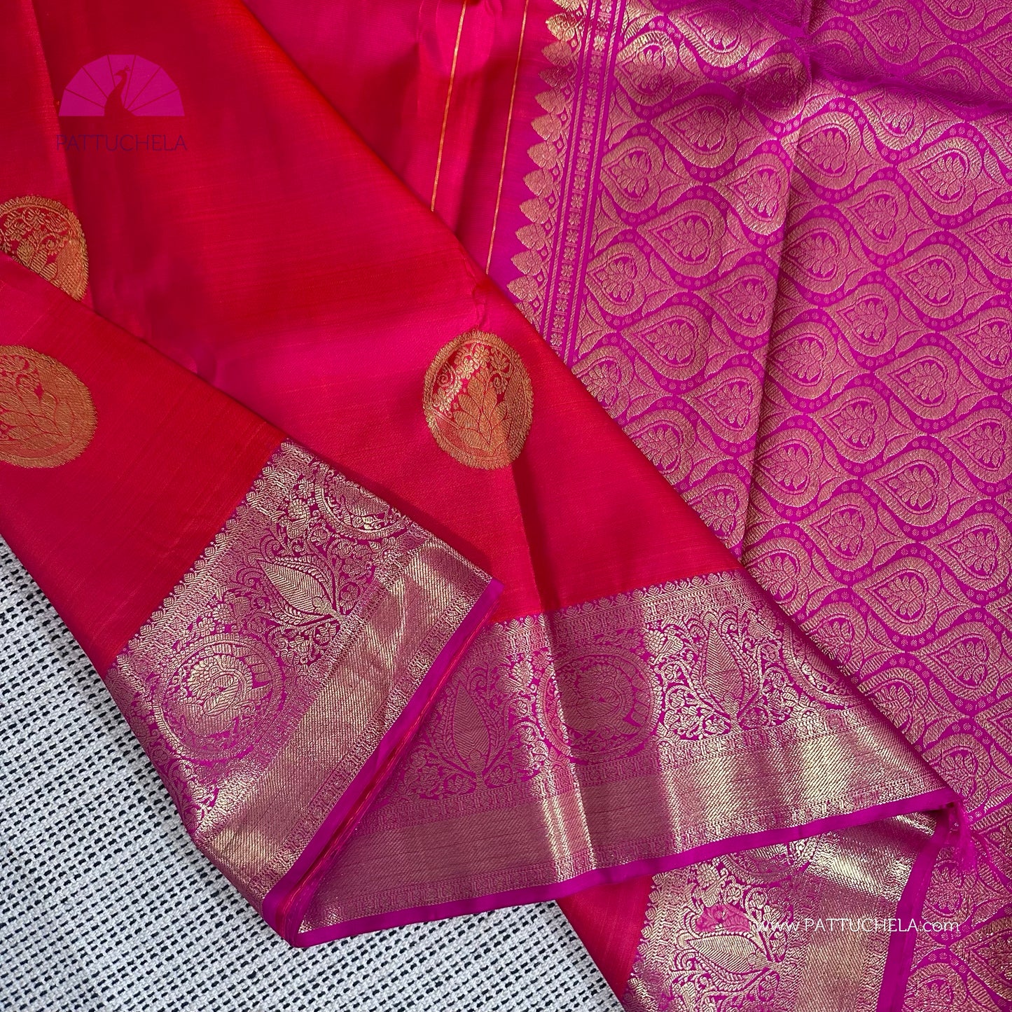 Pink Kanchipuram SILKMARK Certified Handloom Silk Saree | Kanjivaram Silks