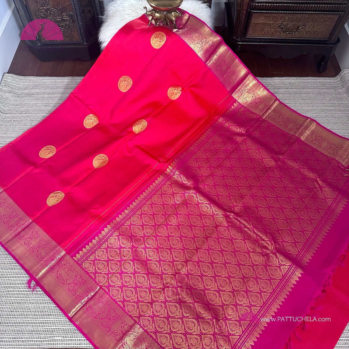 Pink Kanchipuram SILKMARK Certified Handloom Silk Saree | Kanjivaram Silks