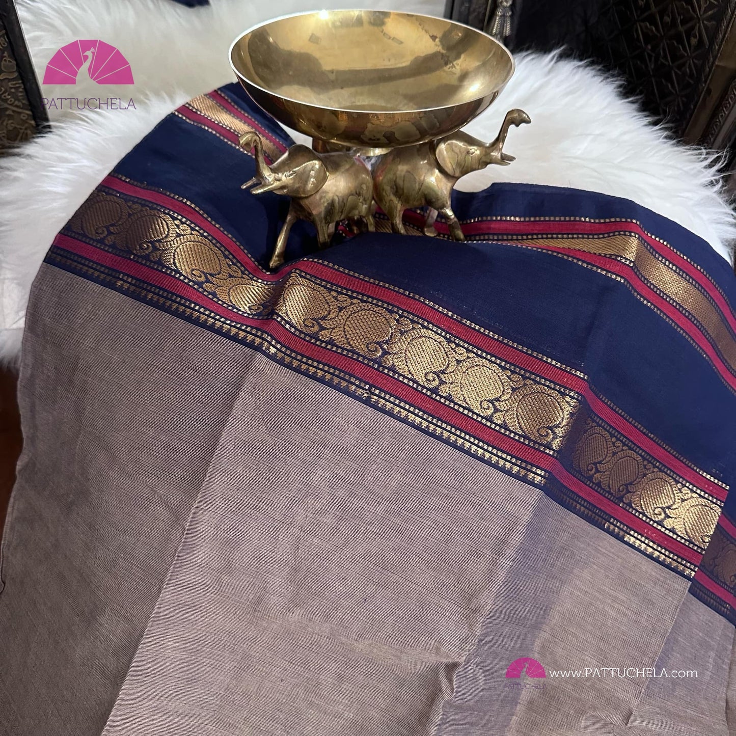 Pure Kanchipuram Cotton Saree with unstitched blouse | Kanchi Cotton