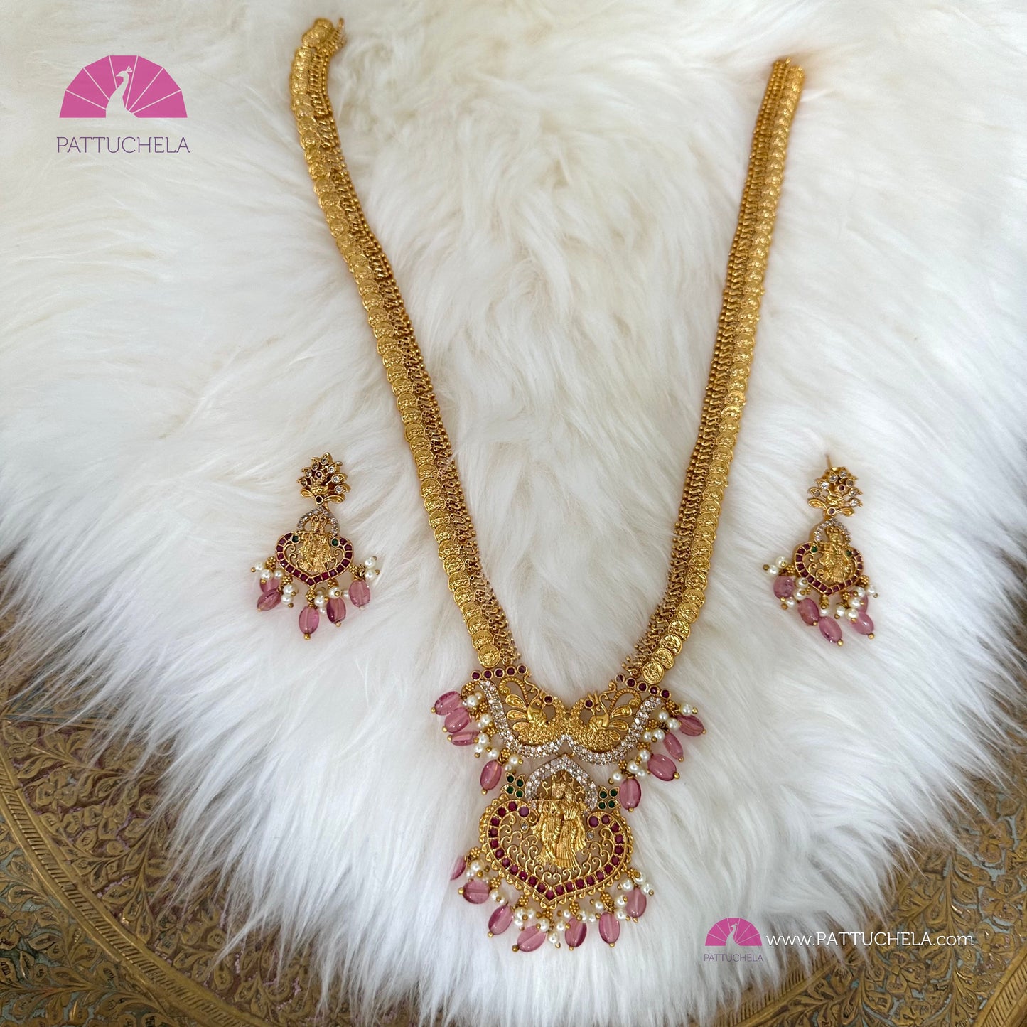 Long Coin mala with Pendant | Kashu Mala | Lakshmi necklace | Haar | Kerala jewelry | Temple Jewellery | Kemp Jewelry | Indian Jewelry