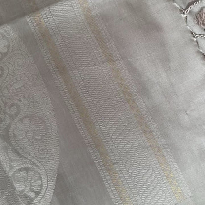 Pastel Pink Kanchipuram Handloom Soft Silk Saree with Mandala Motif Borders | SILK MARK CERTIFIED | Kanjivaram Silks