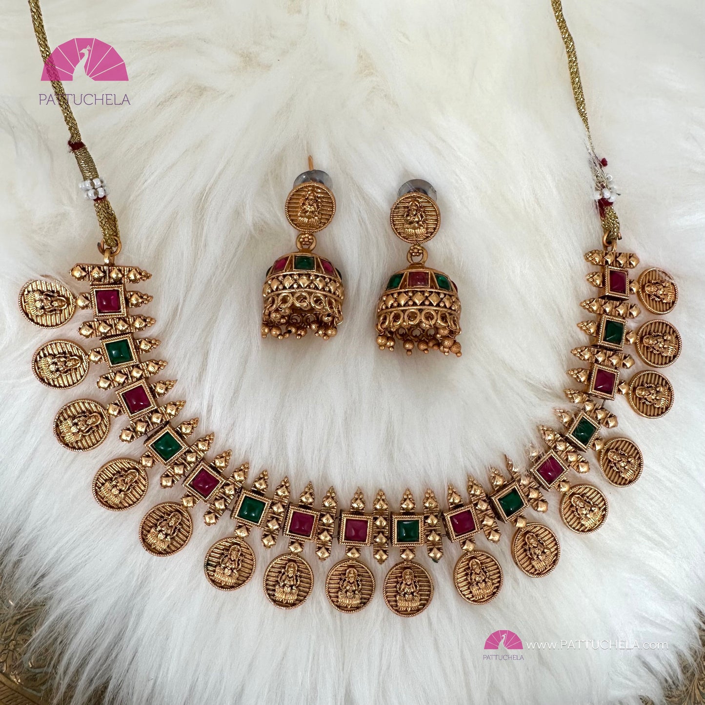 Indian Gold Jewelry Temple Jewellery Necklace Set/ Gold Mat 