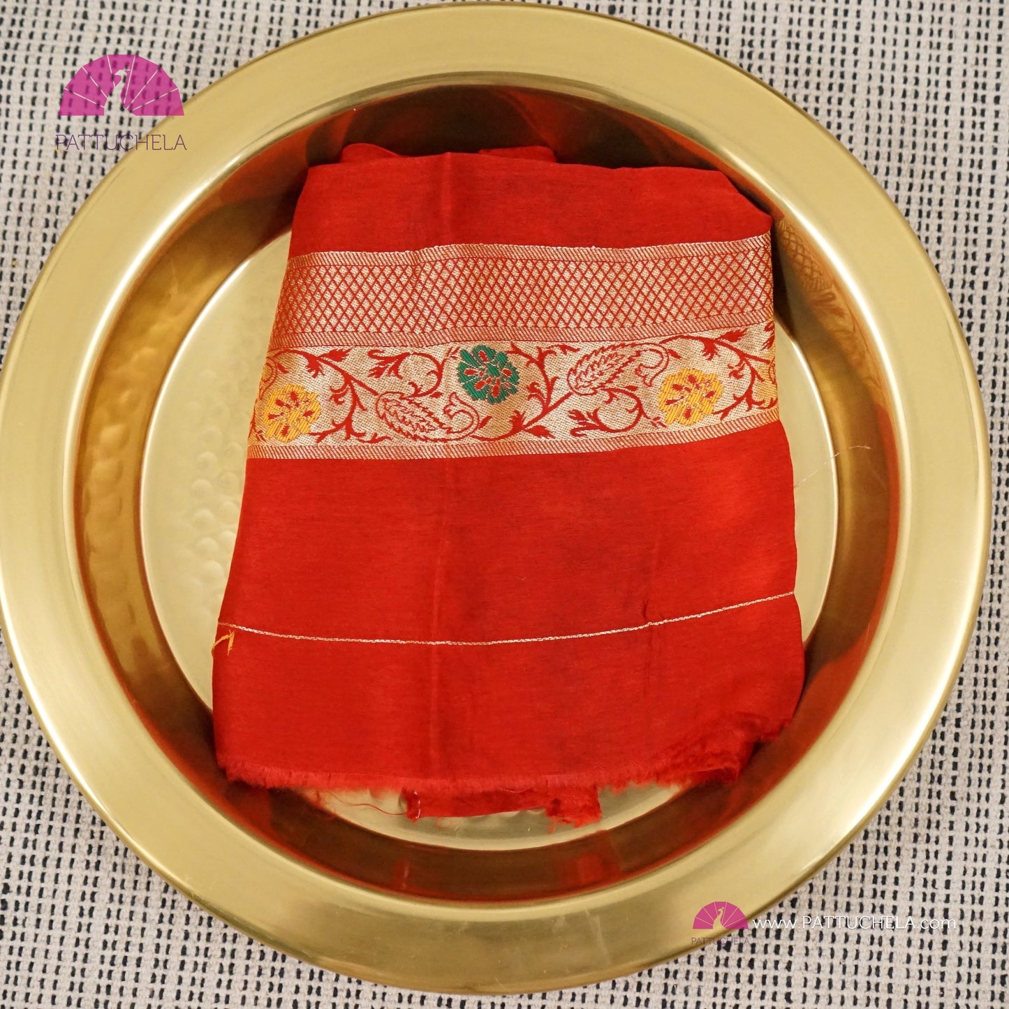 Vibrant Red Banarasi Munga Soft handwoven Silk Saree with Patola Weaves