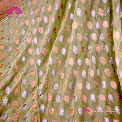 Pure Banarasi Georgette Sona Rupa Silk Saree in Pastel Pistachio Tone