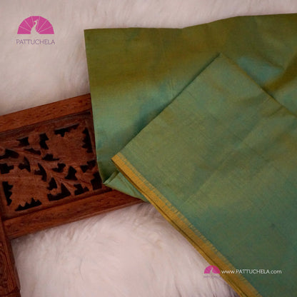 Pure Banarasi Katan Jangala handloom Silk in Mint Green dual tones