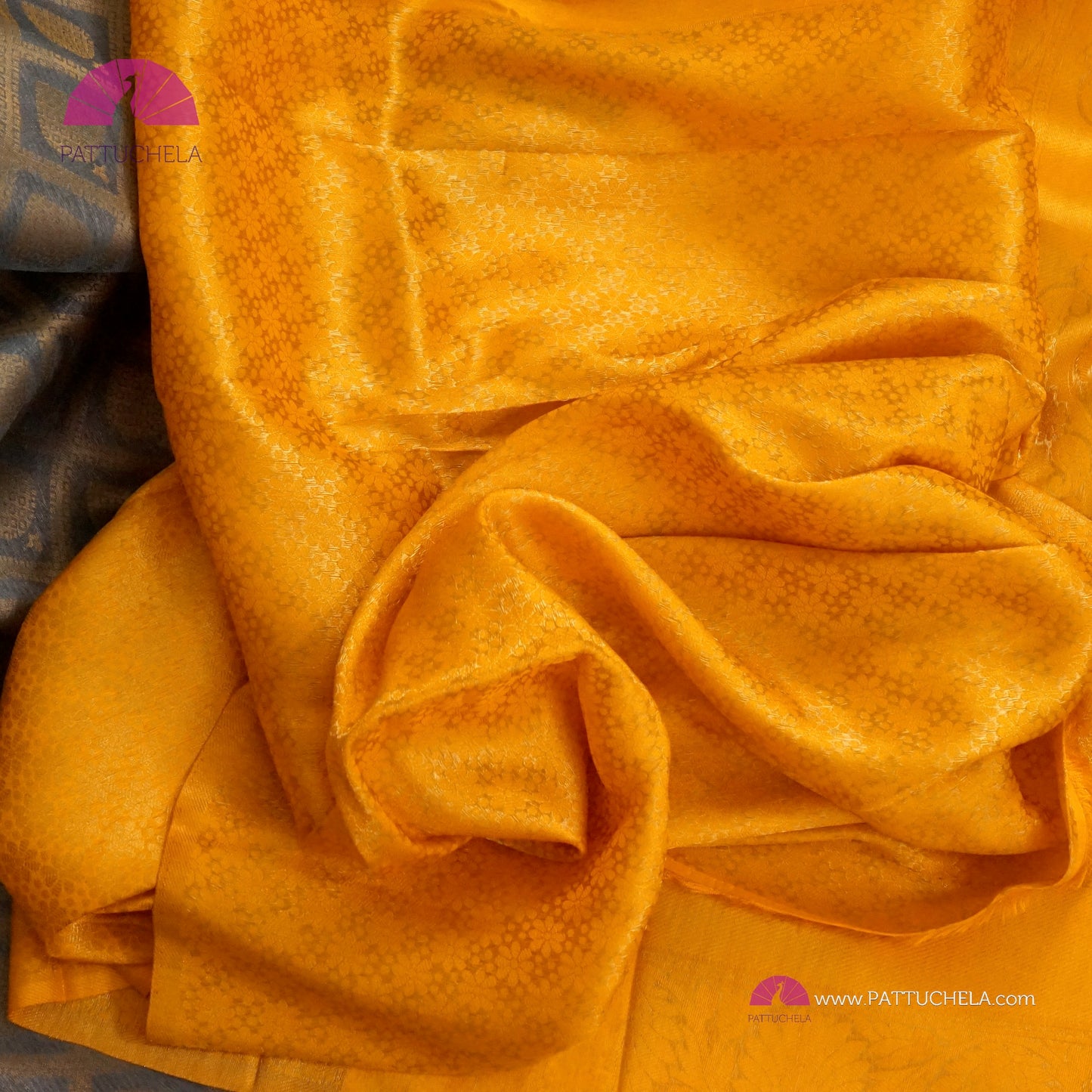 Gorgeous Grey with Yellow Banarasi Soft Silk Saree
