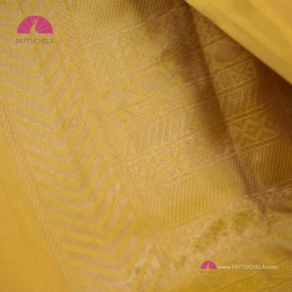 Pastel Yellow Pure Classic Kanchipuram Soft Silk Saree with Pastel Beige Silver Zari Border, Motifs and Pallu | Wedding Saree | SILK MARK CERTIFIED | Kanjivaram Silks