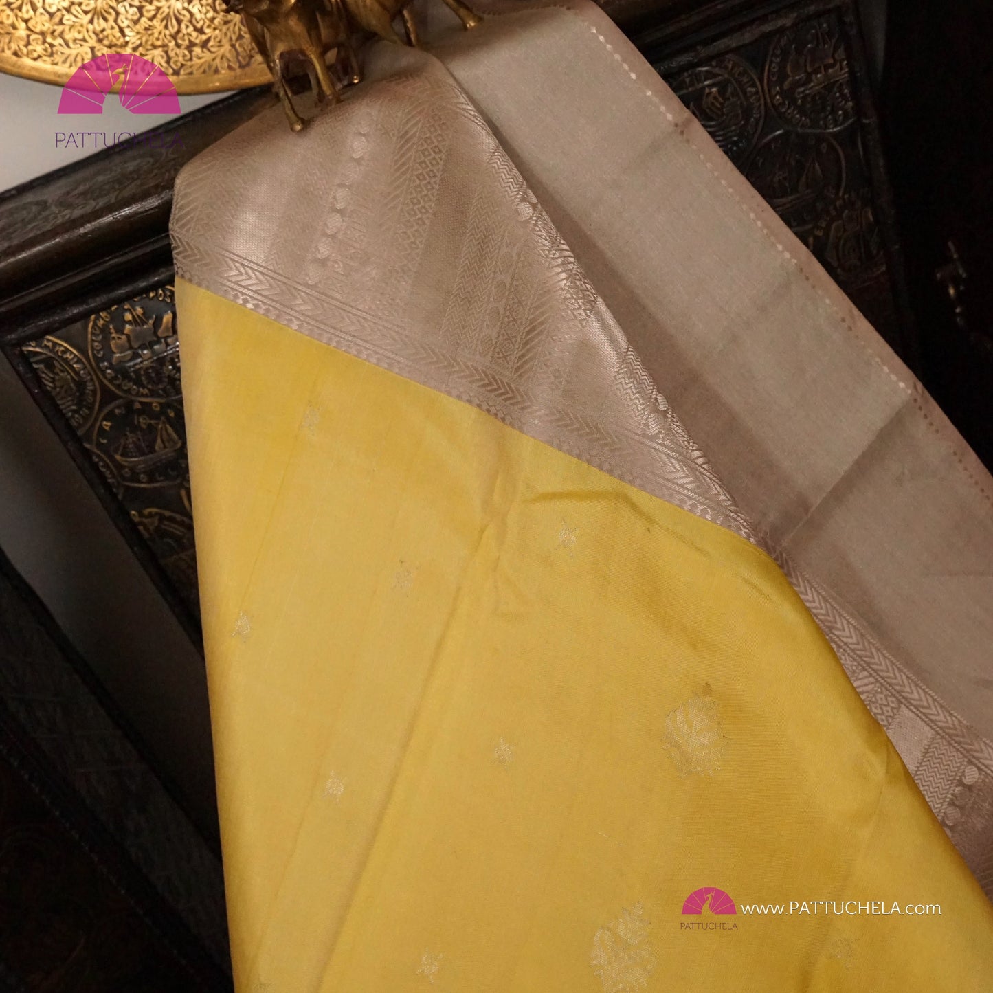 Pastel Yellow Pure Classic Kanchipuram Soft Silk Saree with Pastel Beige Silver Zari Border, Motifs and Pallu | Wedding Saree | SILK MARK CERTIFIED | Kanjivaram Silks