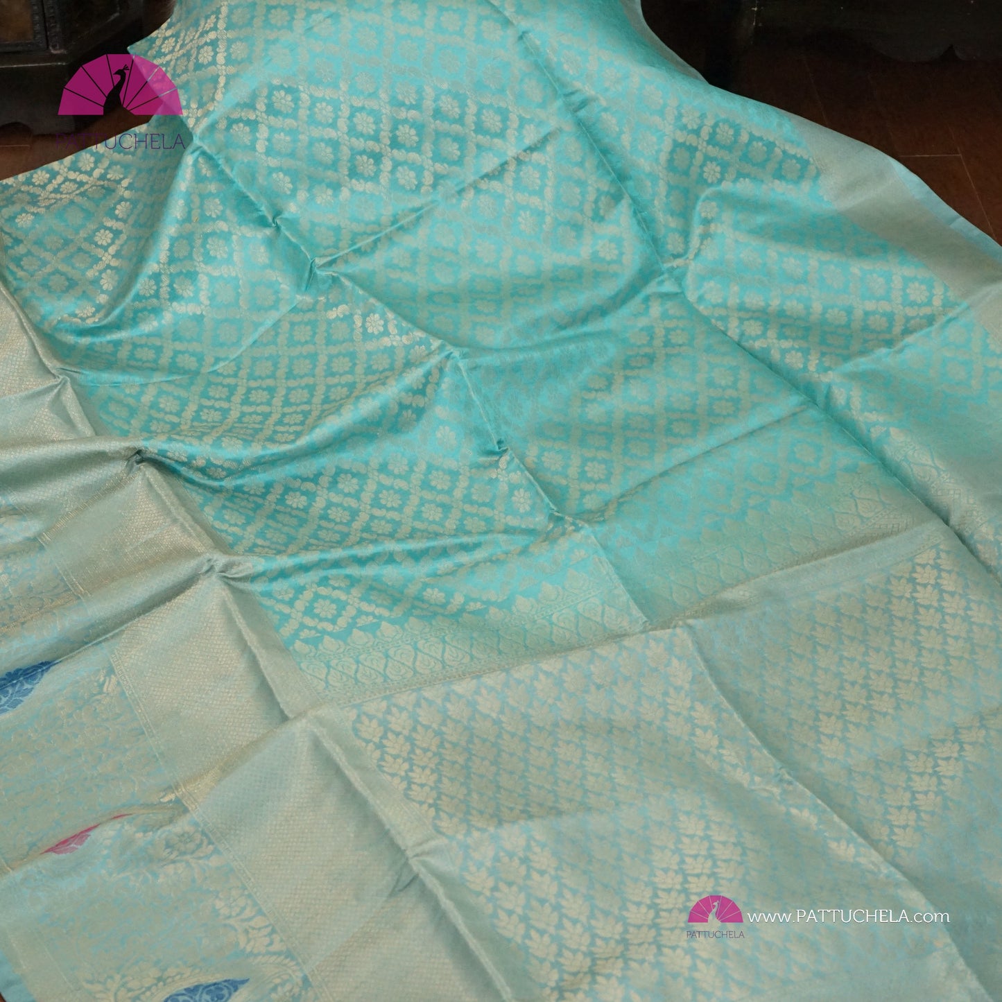 Celeste Blue Kanchipuram Brocade Soft Silk Saree with Meenakari Paisely Border | Light weight Kanchi | Wedding Silk | SILK MARK CERTIFIED | Kanjivaram Silks