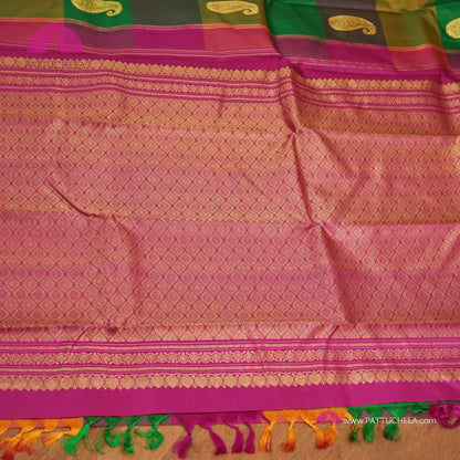 Classic Kanchipuram Handloom SILK MARK CERTIFIED Saree in Palum Pazhamum Pattern