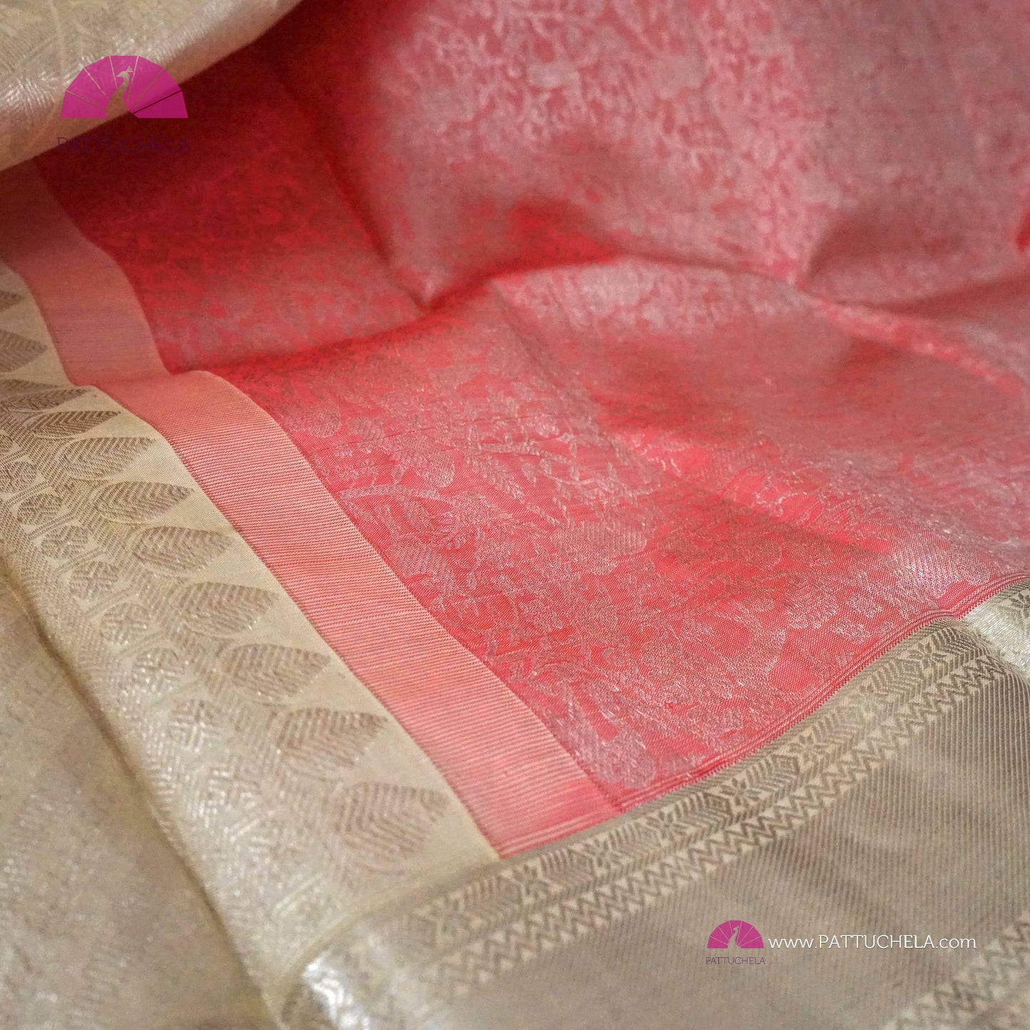 Pastel Pink Vanasingaram Kanchipuram Handloom SILK MARK CERTIFIED Saree with Off white Zari Borders