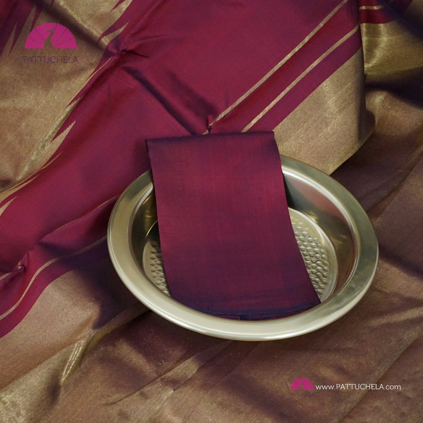 Maroon Kanchipuram Rekha Style Handloom SILK MARK CERTIFIED Silk Saree