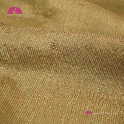 Pastel Pistachio Green Organic Tissue Linen Saree with Hand Embroidery