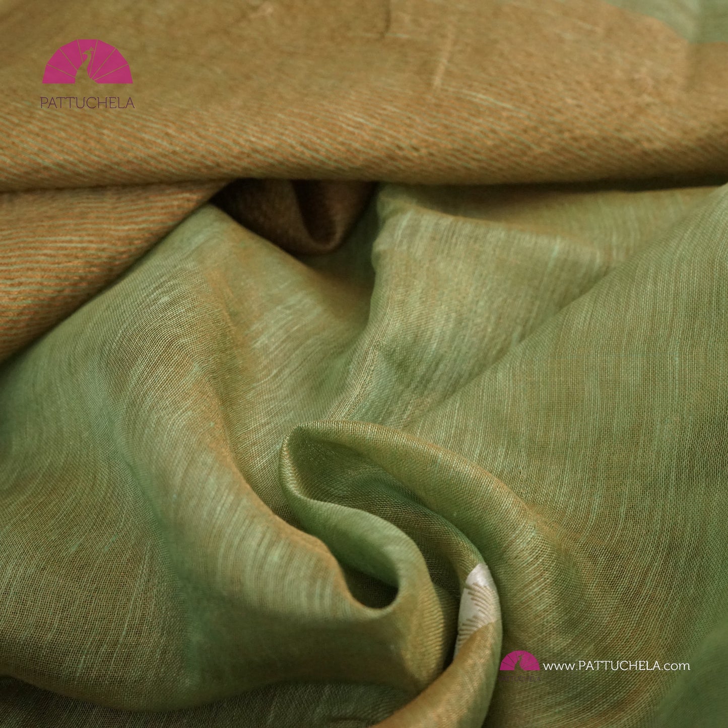 Pastel Pistachio Green Organic Tissue Linen Saree with Hand Embroidery