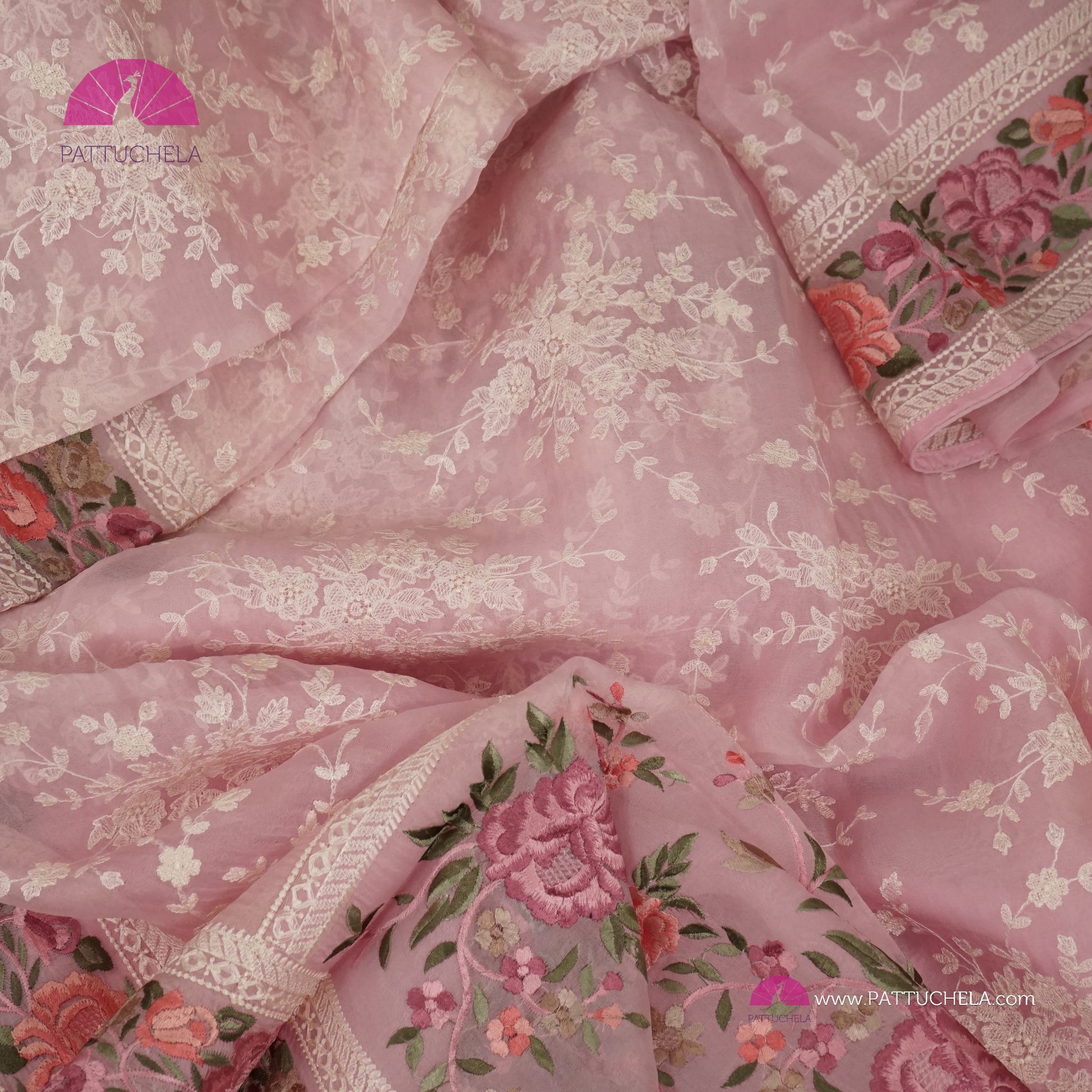 Pink Color Pure Silk Organza Saree - Byhand Kochi