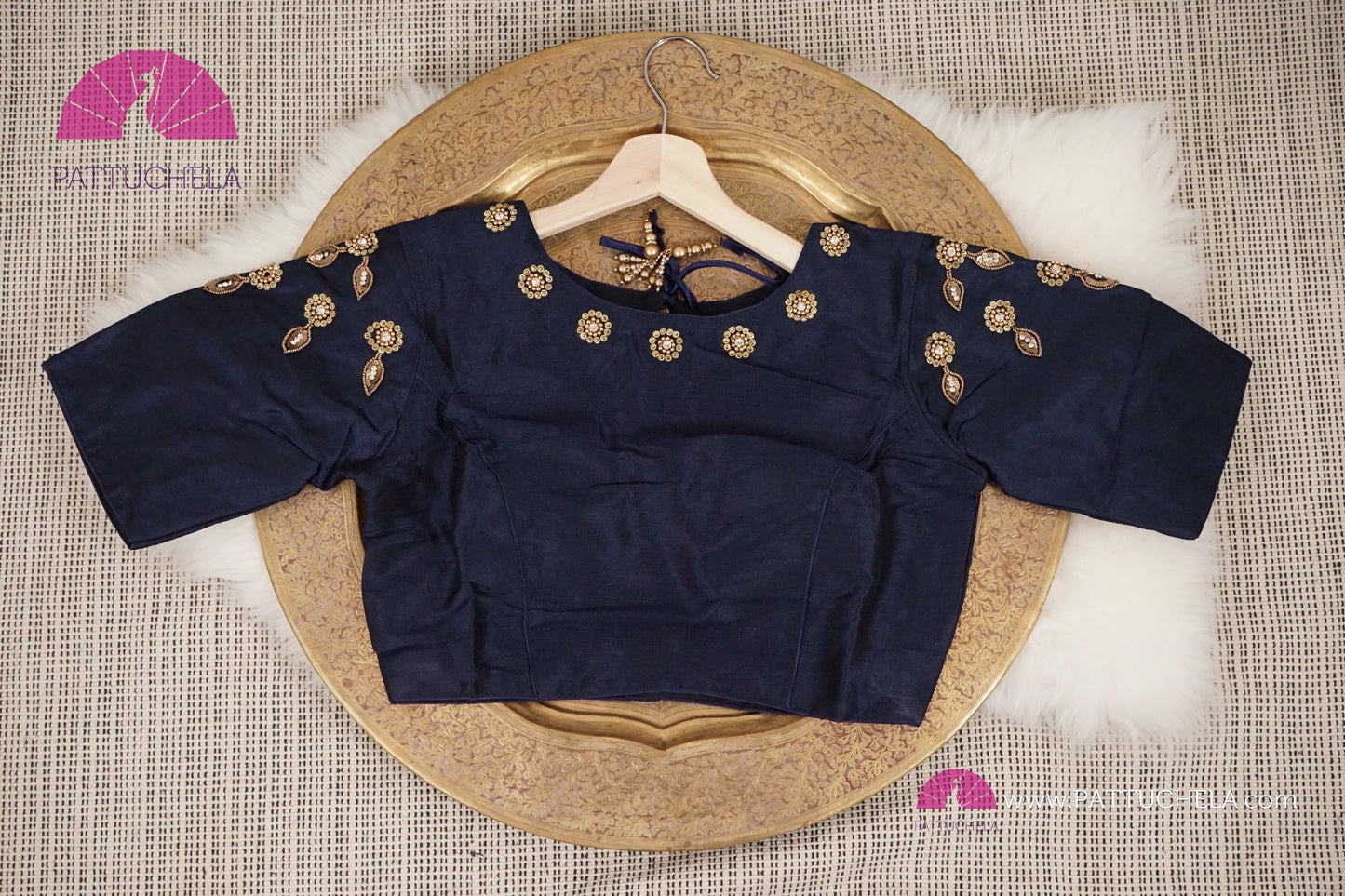 Beautiful Designer Navy Blue Pure Aari Hand Work Stitched Blouse for Party Wear, Wedding, Festivals, Occasion Wear | Ready made Blouse