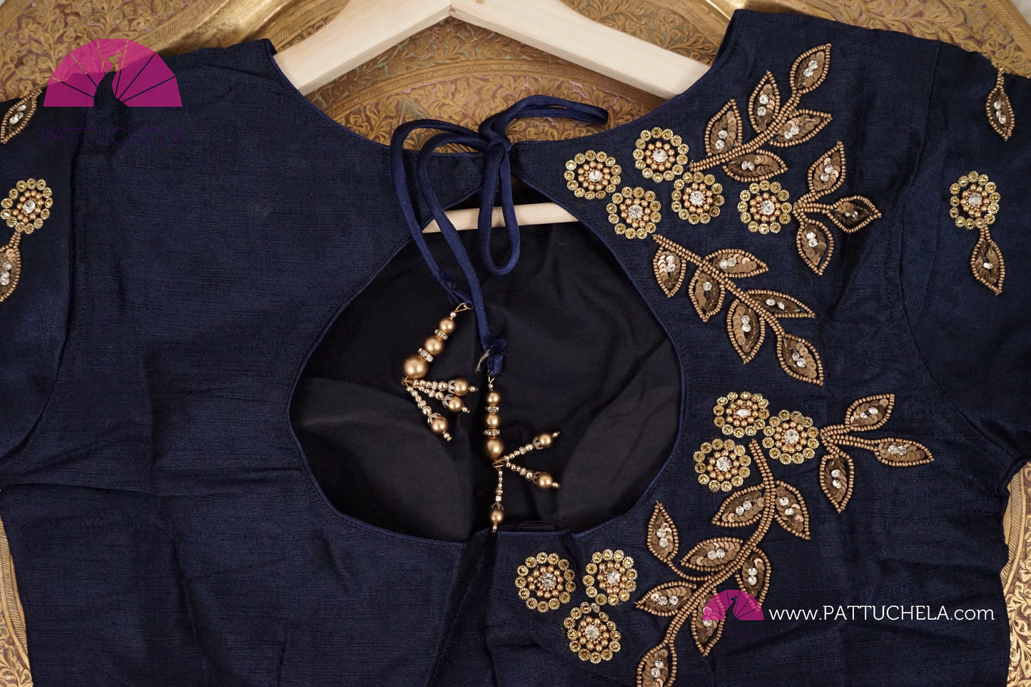 Beautiful Designer Navy Blue Pure Aari Hand Work Stitched Blouse for Party Wear, Wedding, Festivals, Occasion Wear | Ready made Blouse