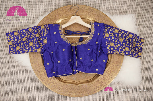 Blue Readymade  Designer Blouse with floral embroidery For Women for Party, Festivals, Occasion Wear | Ready made Blouse