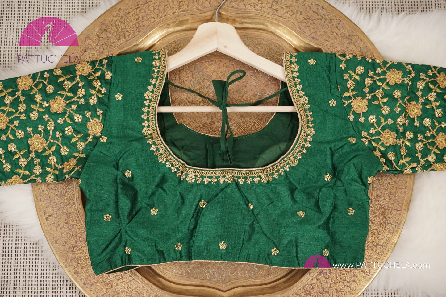 Green Readymade Designer Blouse with floral embroidery For Women for Party, Festivals, Occasion Wear | Ready made Blouse