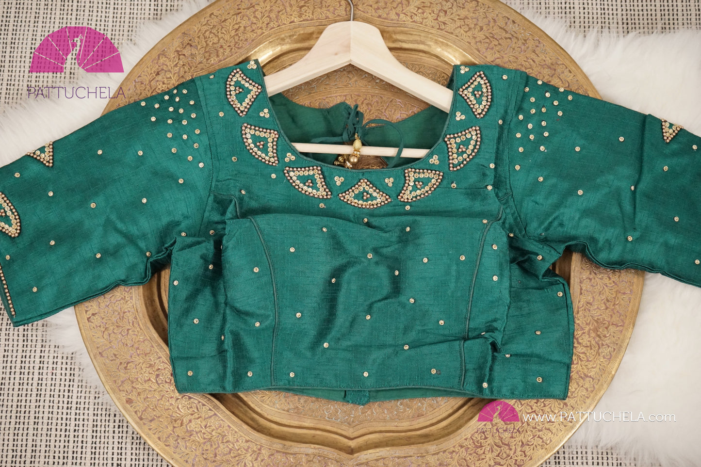 Beautiful Designer Green Pure Aari Hand Work Stitched Blouse for Party Wear, Wedding, Festivals, Occasion Wear | Ready made Blouse