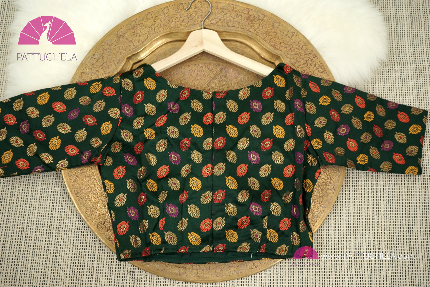 Designer Banarasi Brocade Readymade Green Blouse with floral Pattern For Women for Party, Festivals, Occasion Wear | Ready made Blouse