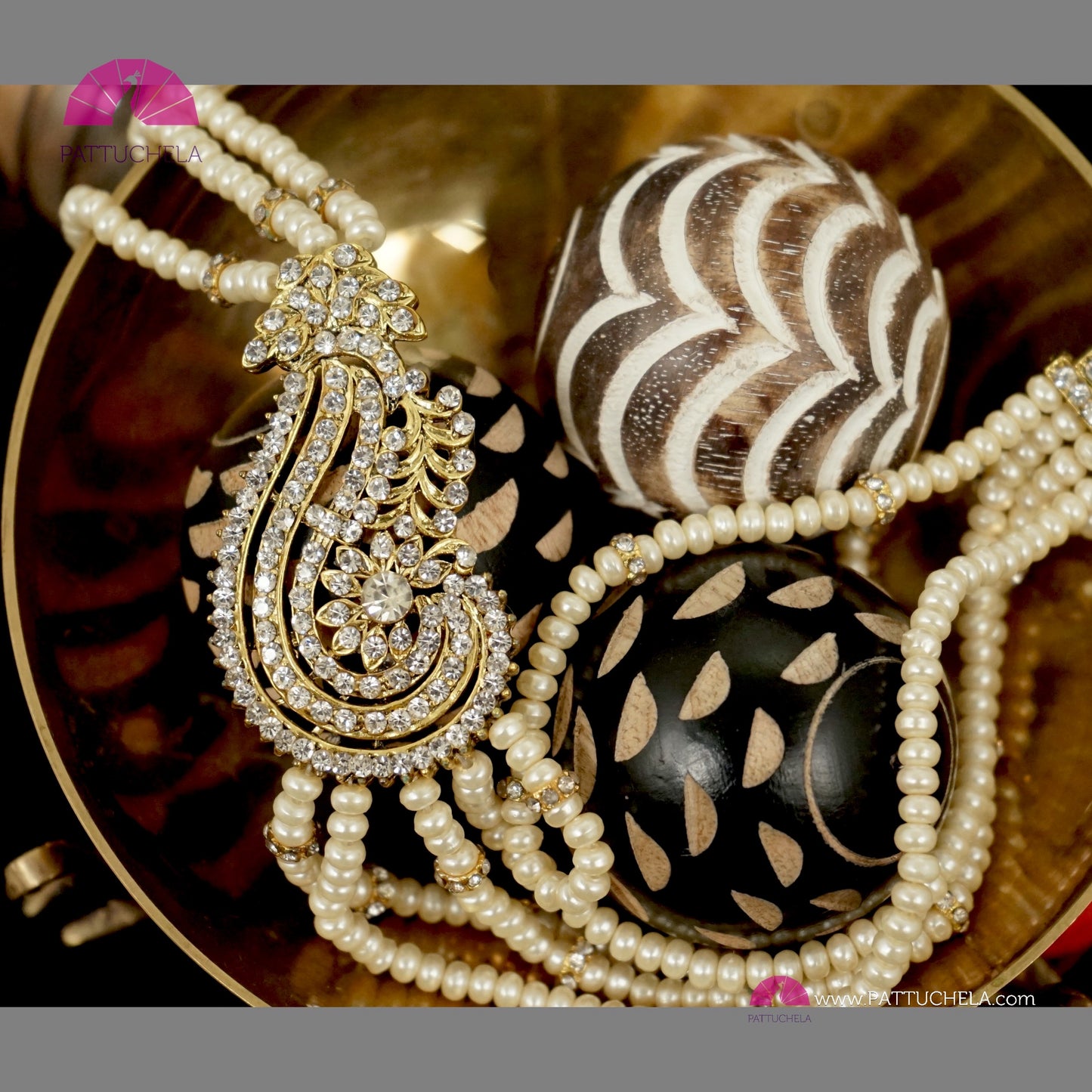 Beautiful multiple layer Pearls Long Necklace / Haar set with earrings | White zircon stones pendant | Party & Festive Wear | Indian Jewelry